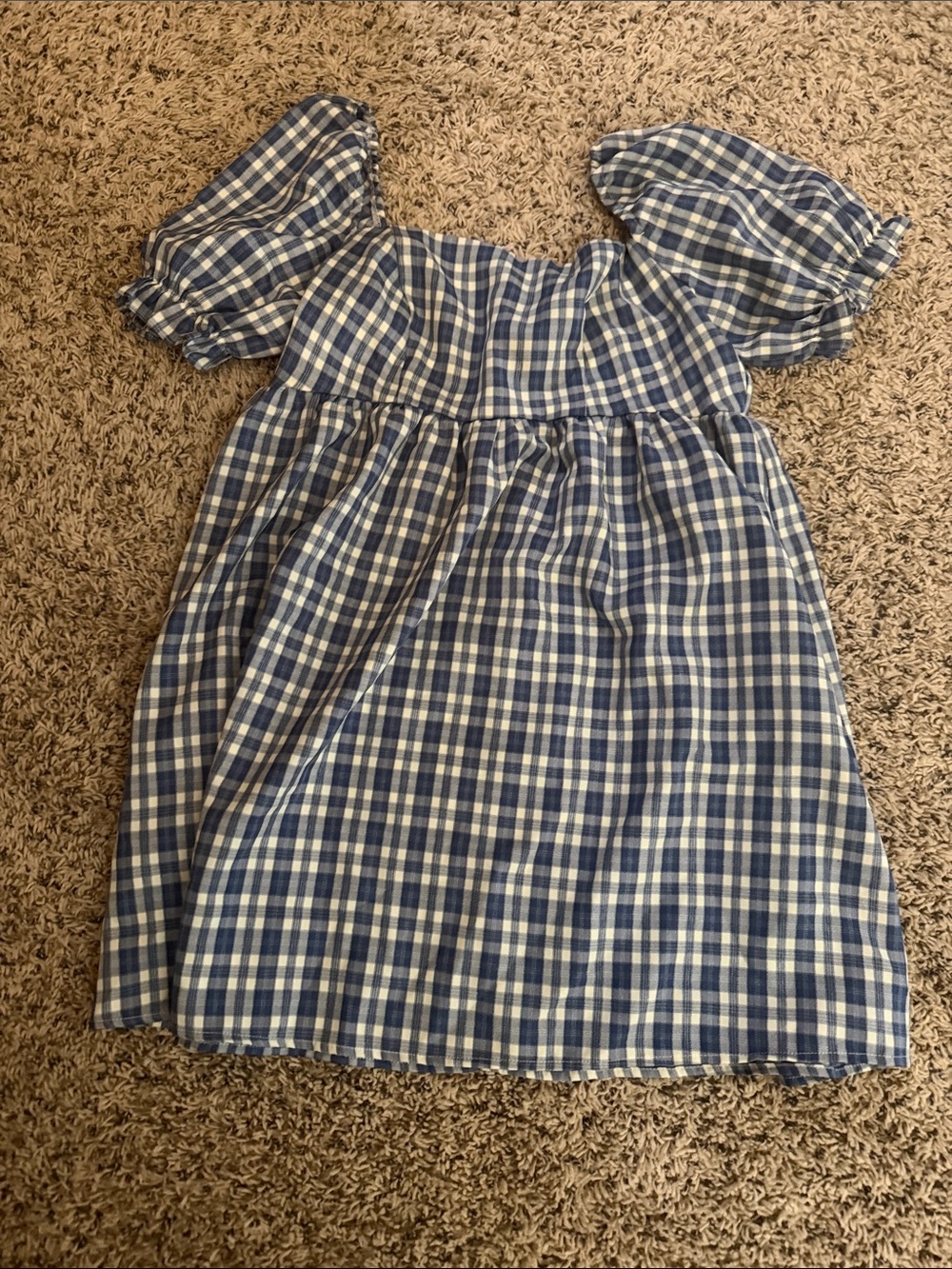 City Studio Blue & White Gingham babydoll Mini Dress